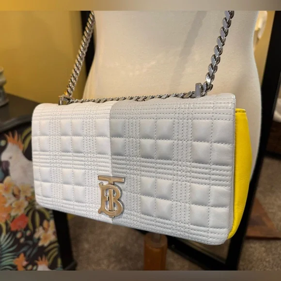 Burberry Mini Lola Crossbody Bag LIKE NEW White Gray Yellow - Picture 2 of 8
